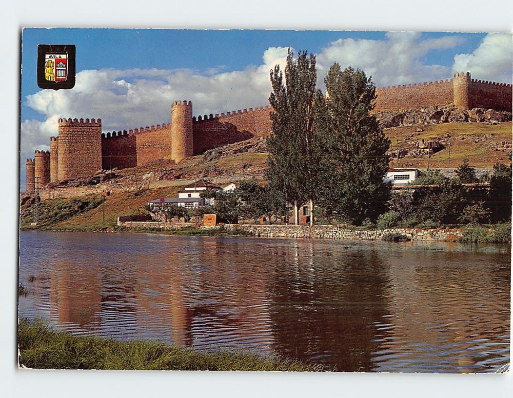 Postcard Adaja River and Ramparts Avila Spain