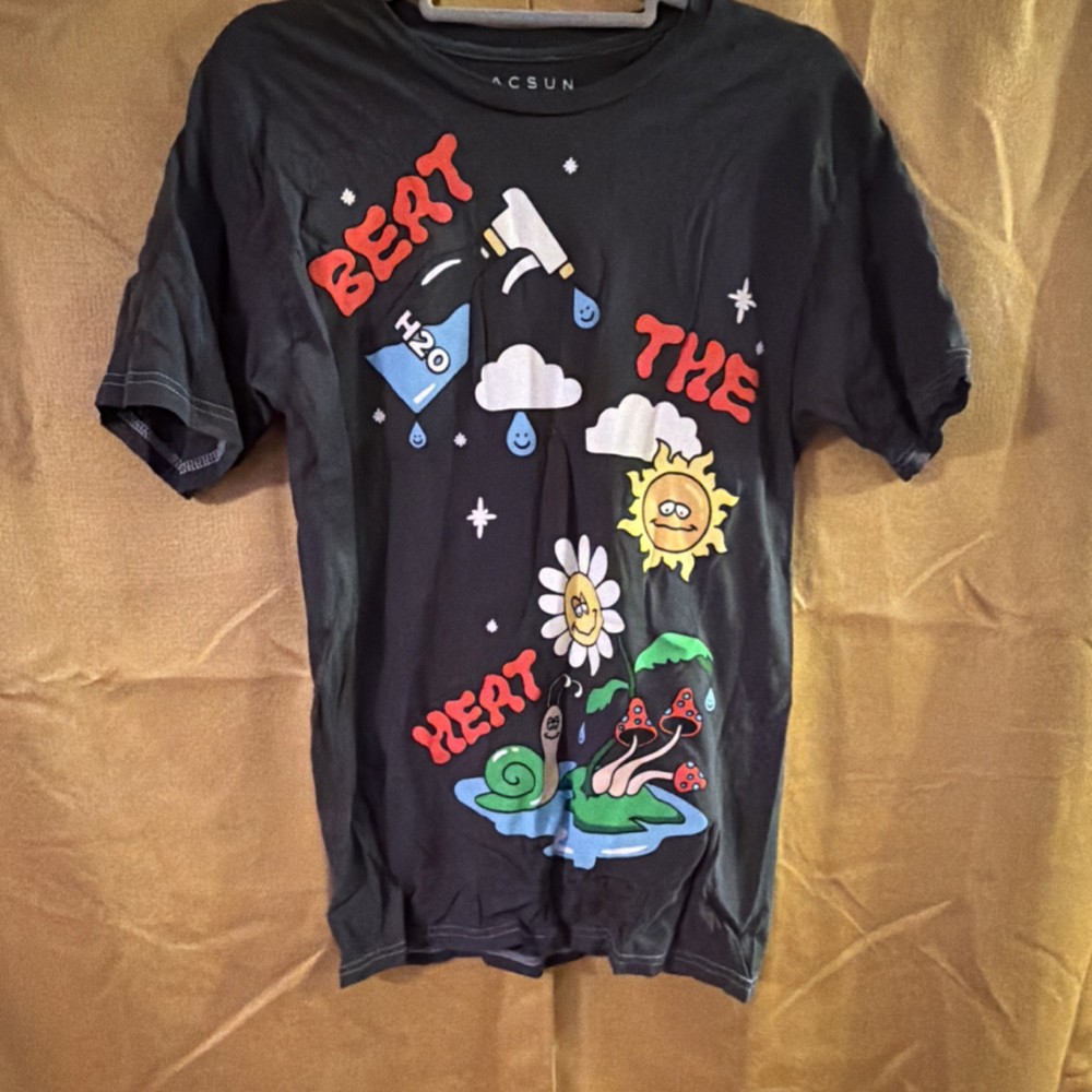 PacSun Graphic Print Black Cotton Crew Neck Short Sleeve T-Shirt Men's M