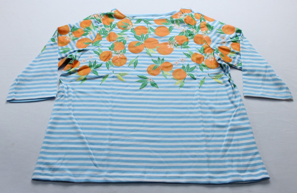 Blair Women's Essential Knit Boat Neck Top EJ2 Alaskan Blue Oranges Large