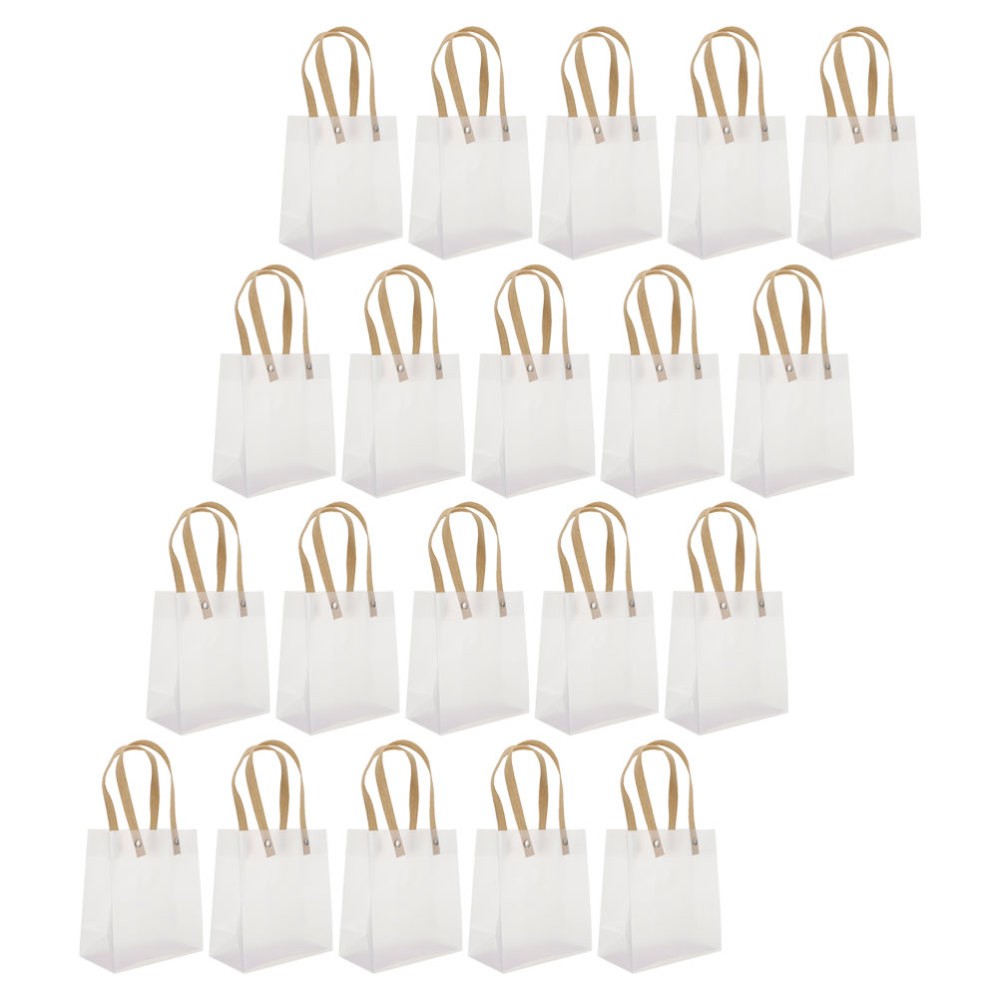 20 Pcs Reusable Transparent Bags Clear Goodie with Handles Small for Favors