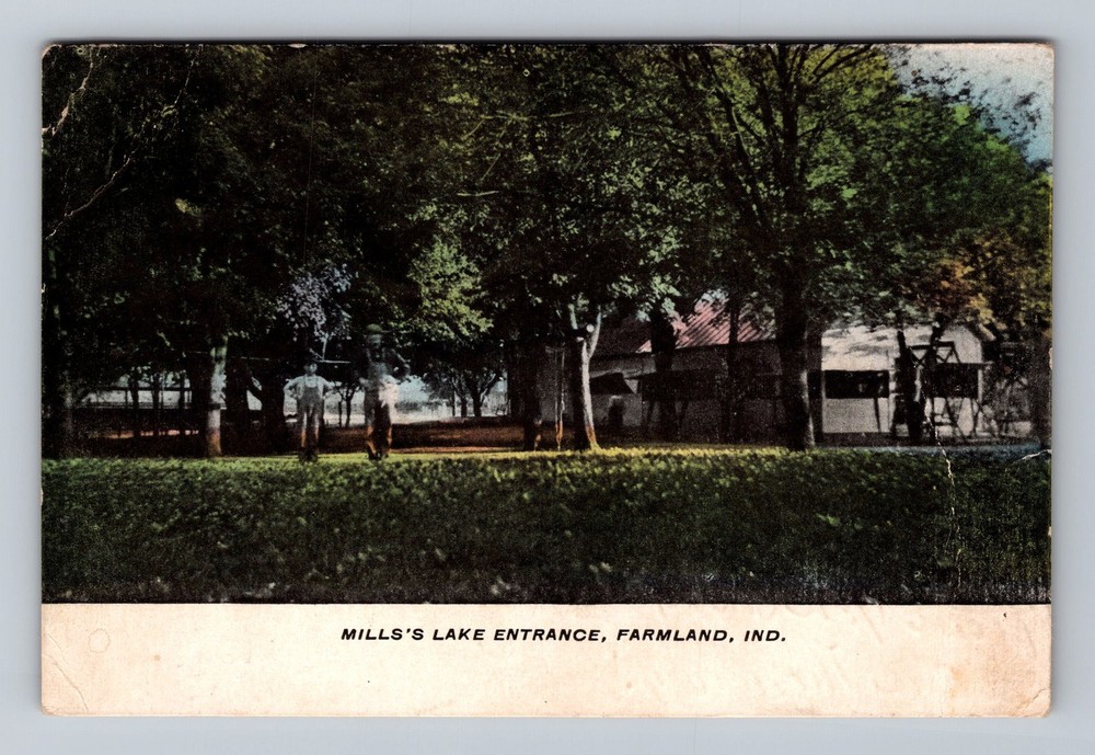 Farmland IN-Indiana, Mill's Lake Entrance, Vintage c1908 Postcard Standard PC