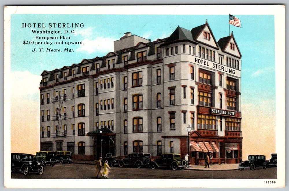 Vtg Postcard Hotel Sterling Exterior Washington, DC 1930s