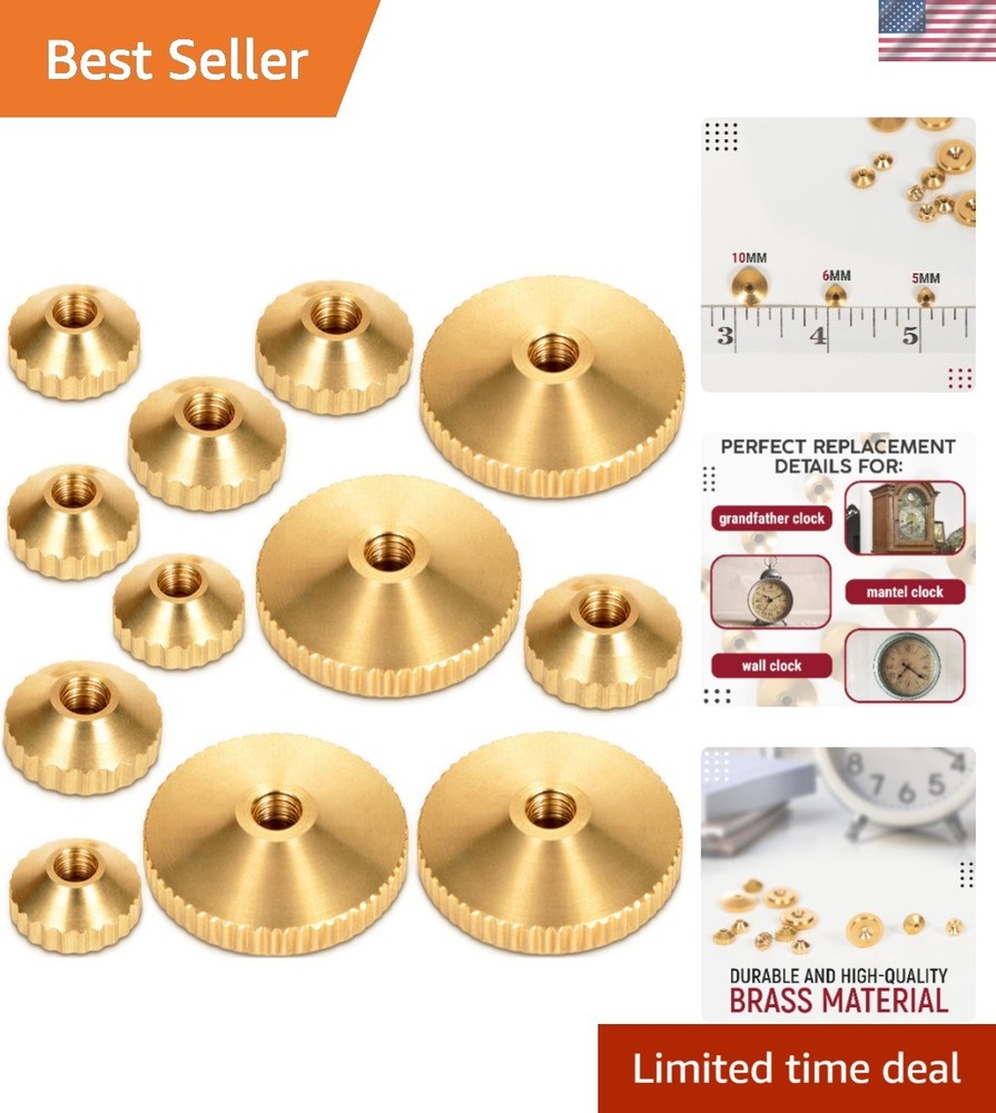 12 Pcs Brass Clock Hand Nut Assortment, 5/6/10Mm, Replacement for Clock Hand, Gr