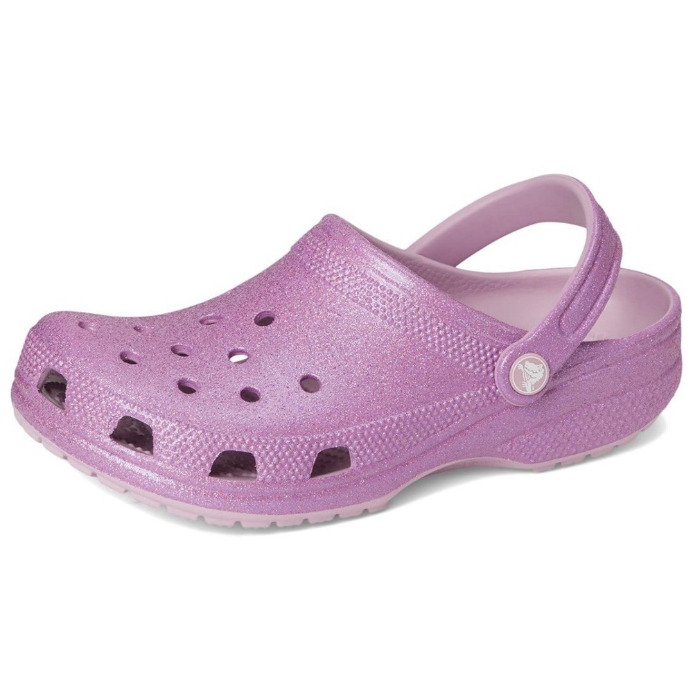 Crocs Classic Iridescent Glitter Hydrangea Pink Clog Sandal Womens Size 10 NEW