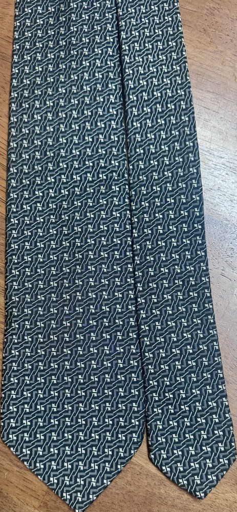 Ralph Lauren Purple Label Silk Black & White Geometric Pattern Men's Fashion