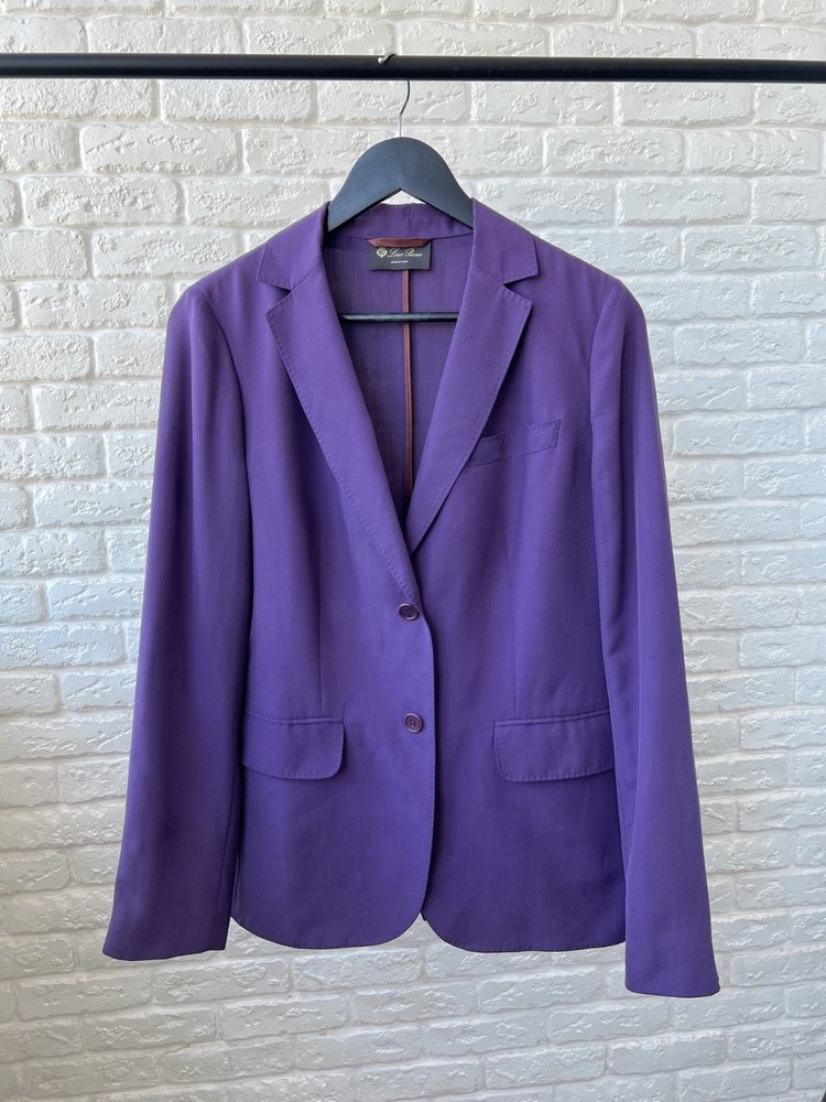 Loro Piana 100% SHANTUNG-Silk Purple Blazer Jacket Women's Size 44 Italy