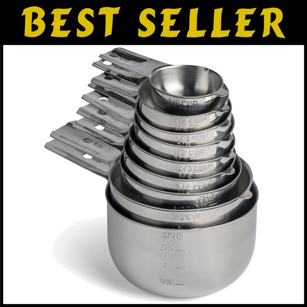 Stainless Steel Measuring Cups - 9 Piece Set