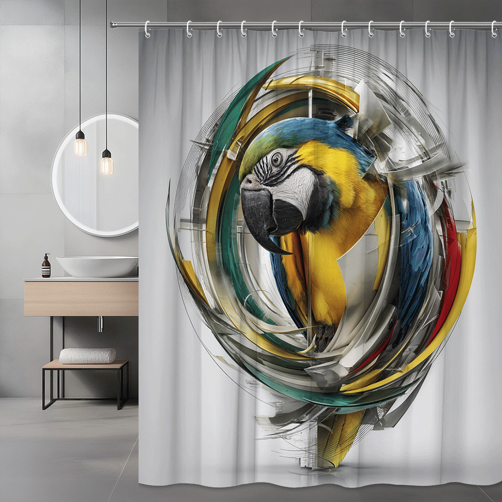 Parrot Abstract Shower Curtain Colorful Bird Graphic