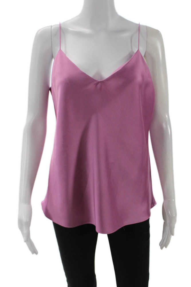 Club Monaco Women V-Neck Camisole Pink Polyester Sleeveless Solid Size LFree Shipping in US $100+ Orders | $6.95 Orders Below