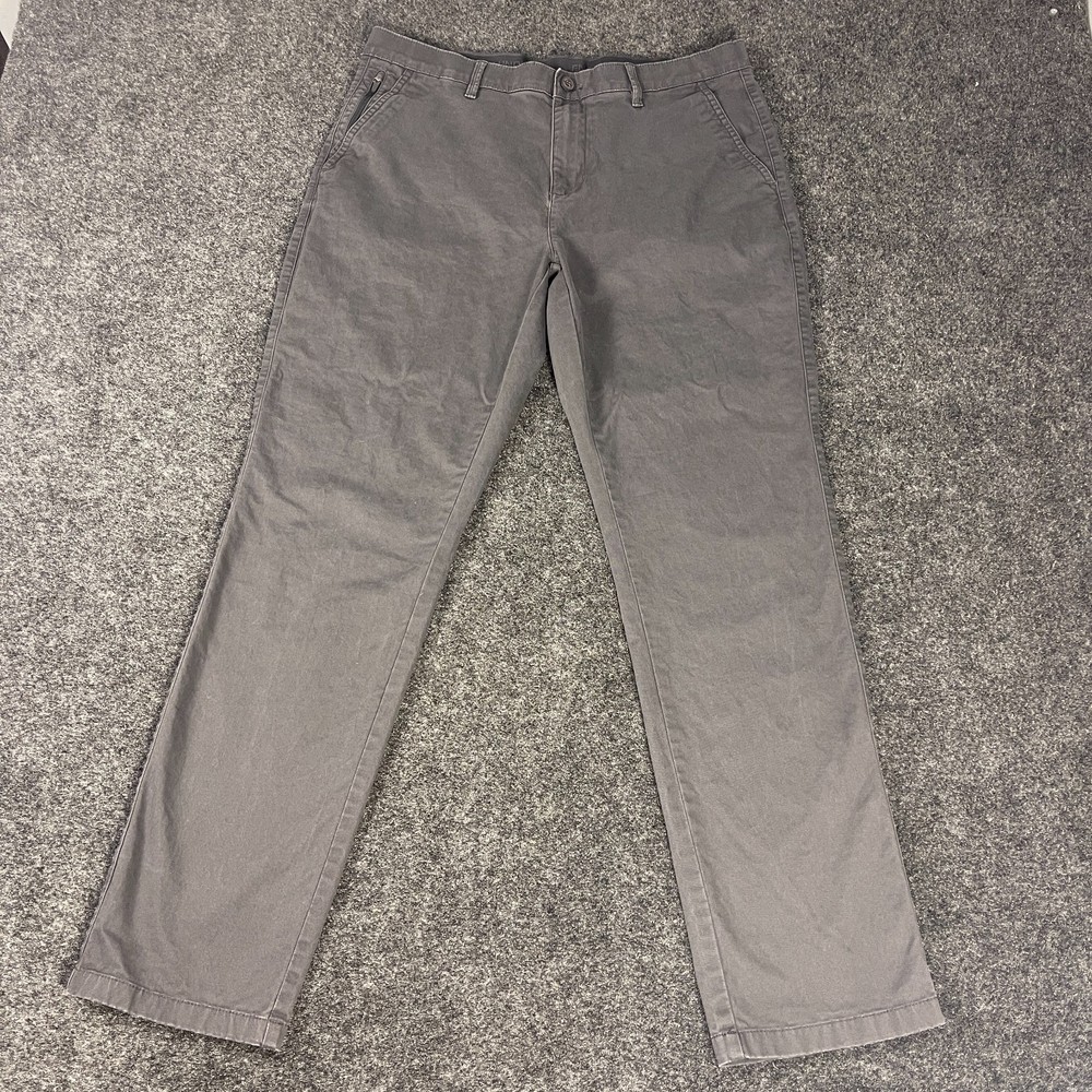 English Laundry Mens 34x32 Gray Chino Pants Stretch Flat Front Casual Dress