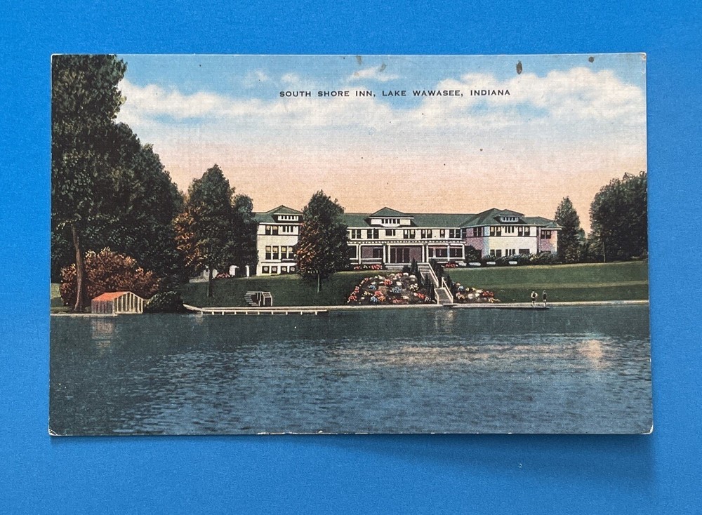 Lake Wawasee IN Indiana South Shore Inn Vintage Postcard