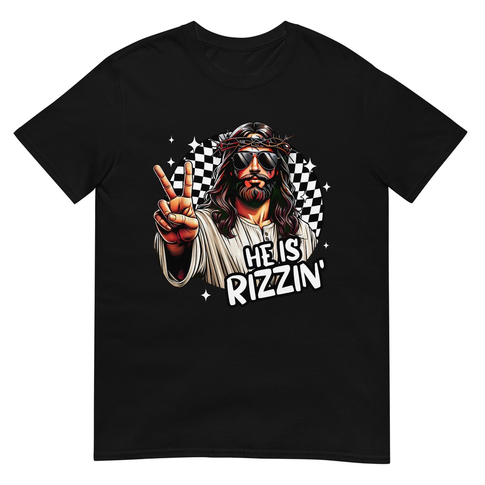 He Is Rizzin Jesus Happy Easter Egg Hunt Funny Christian T-Shirt