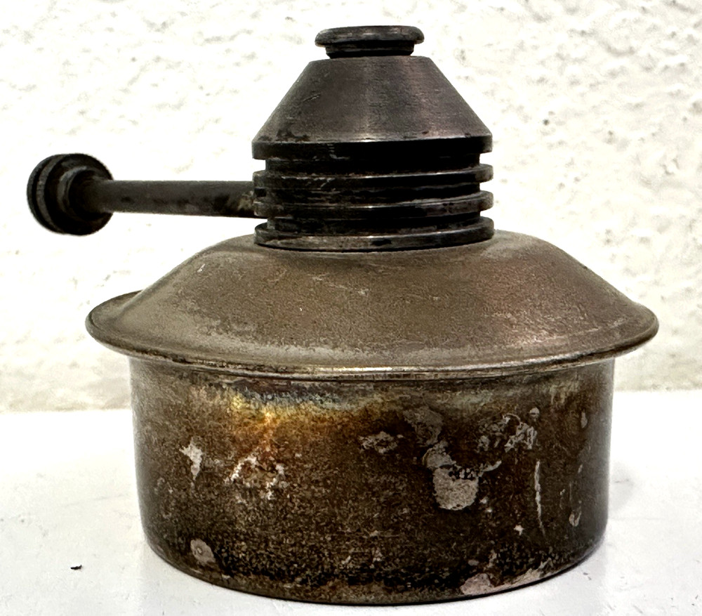 Vintage Alcohol Burner Jewelers Lamp Light Silverplated Oil Lamp Small W/ Damper