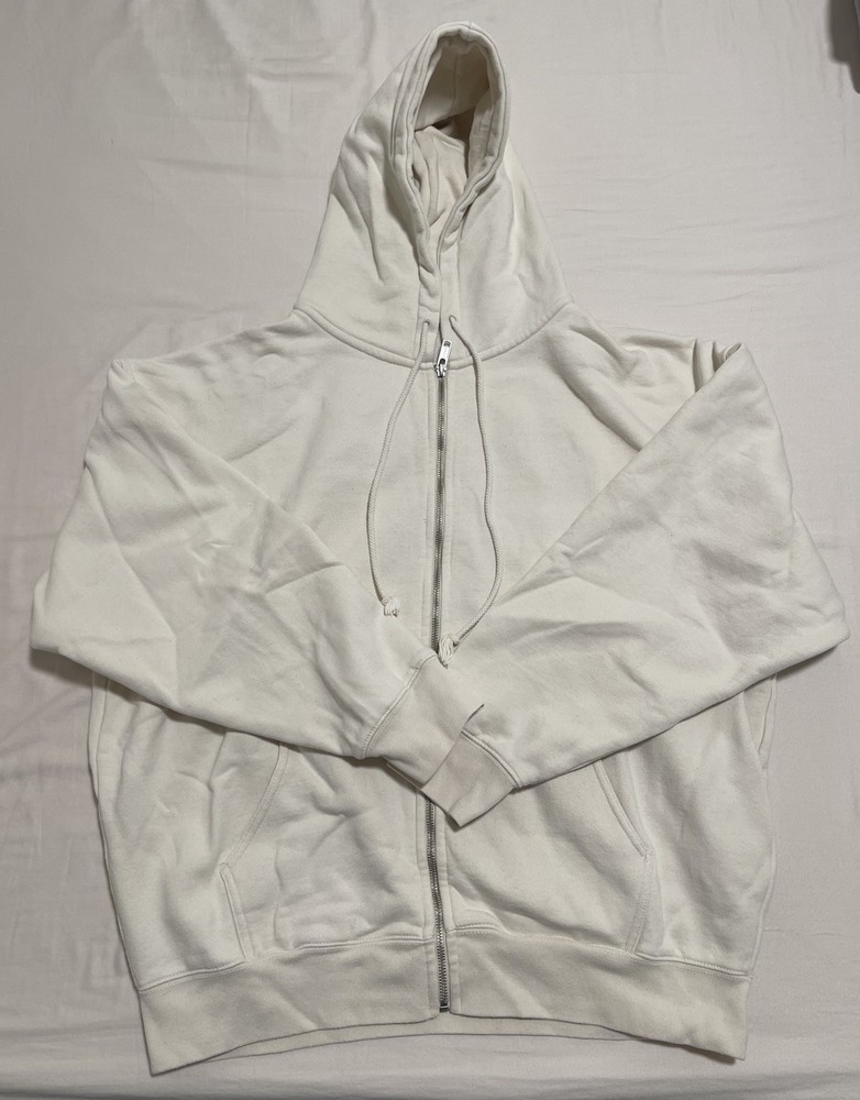 Brandy Melville John Galt Oversized Zip Up Hoodie in Off White/Cream ONE SIZE