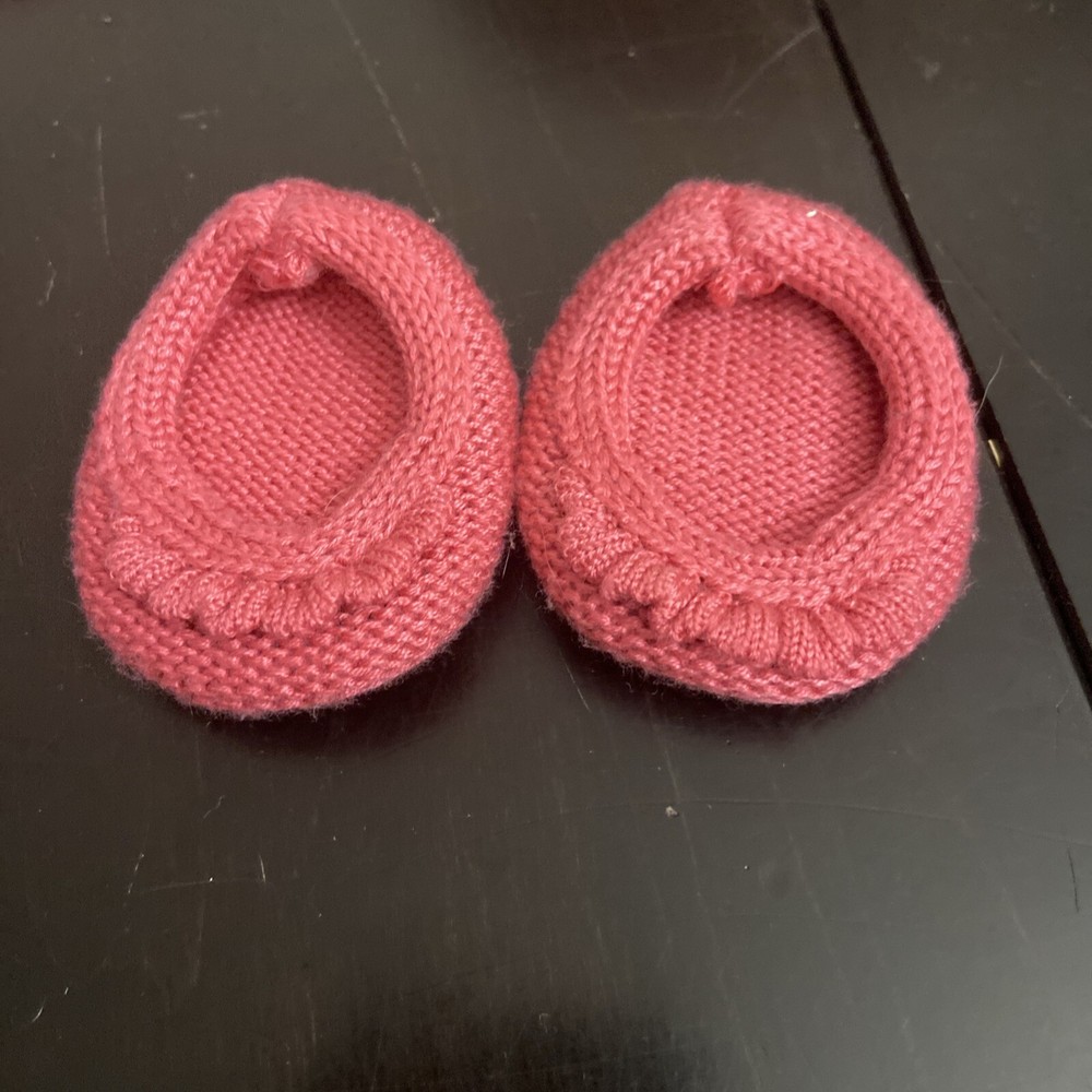 American Girl BITTY BABY Doll STARTER SET - Pink Knit SHOES Slippers Only