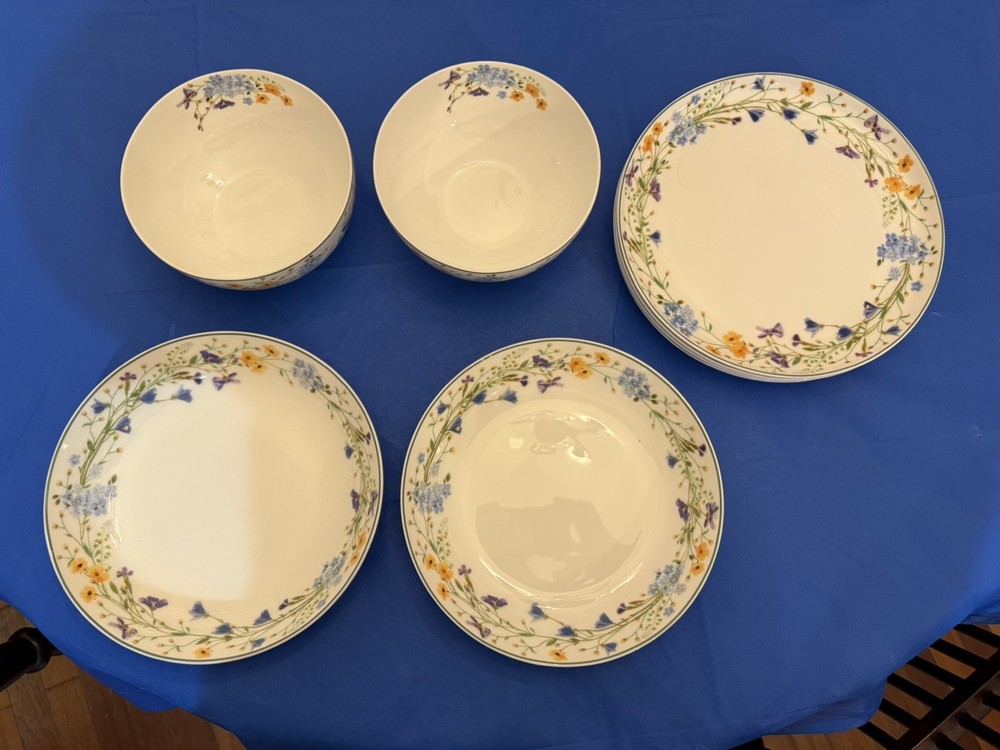 Lot of Mikasa Quinn Bone China Floral Bowls and Plates