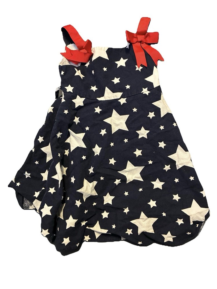 Jessica Ann Girls 3T Sundress, Sleeveless, White Stars On Navy, 4Th Of July