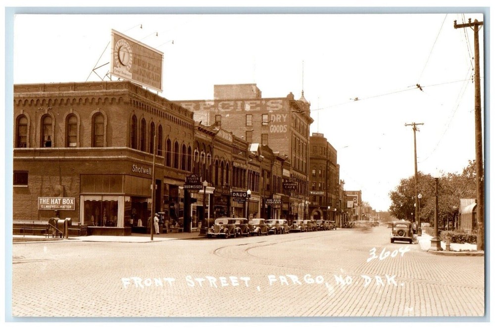 c1950's Front Street Shotwell Drug Store Grocery Fargo ND RPPC Photo Postcard