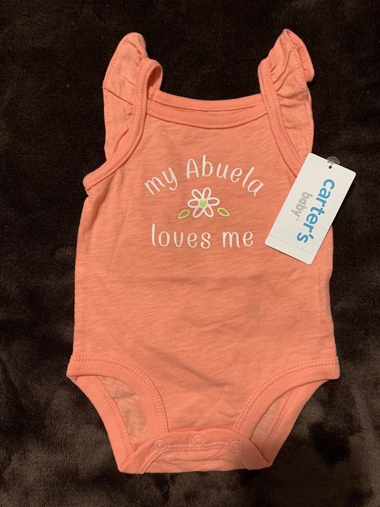 Carter's My Abuela Loves Me, One-piece Peach/Pink Bodysuit, Brand New NB-image