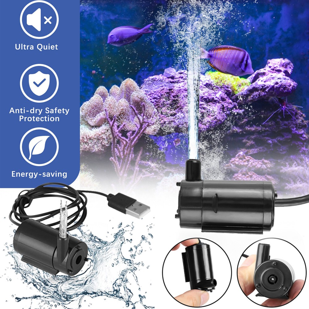 Water Pump Mini Mute Submersible USB 5V 1M Cable Garden Fountain Tool Fish Tank