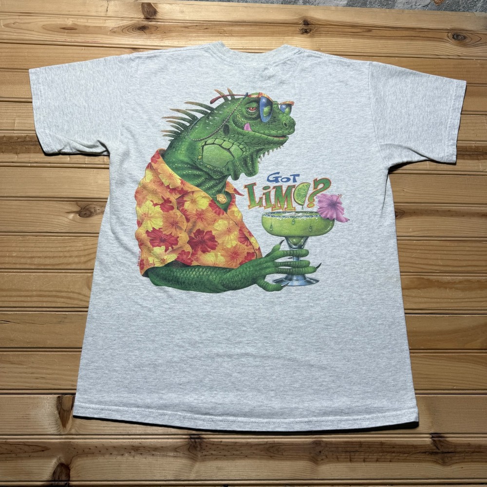 Vintage Y2K 2003 Got Lime? Iguana Margarita Double Sided Funny Shirt Size Medium