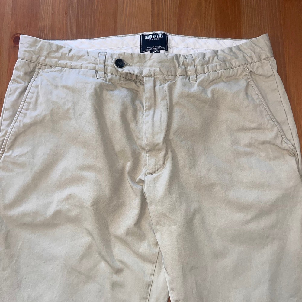 Todd Snyder Pants Mens Bone Khaki Tab Front Chino Straight Fit Stretch