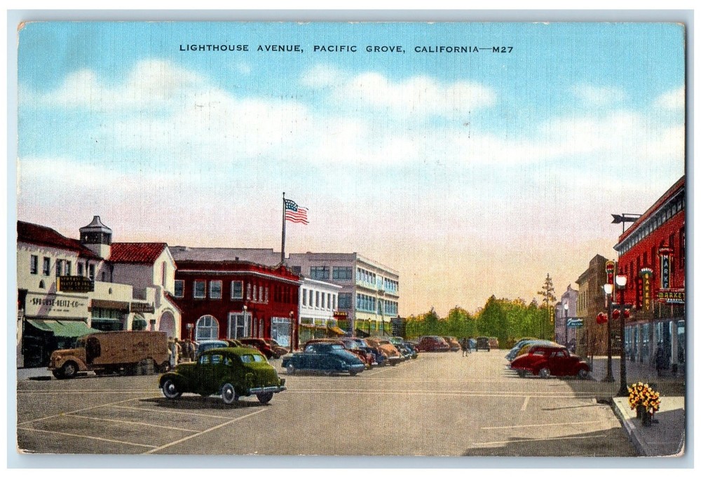 1945 Lighthouse Avenue Cars Scene Pacific Grove California CA Posted Postcard