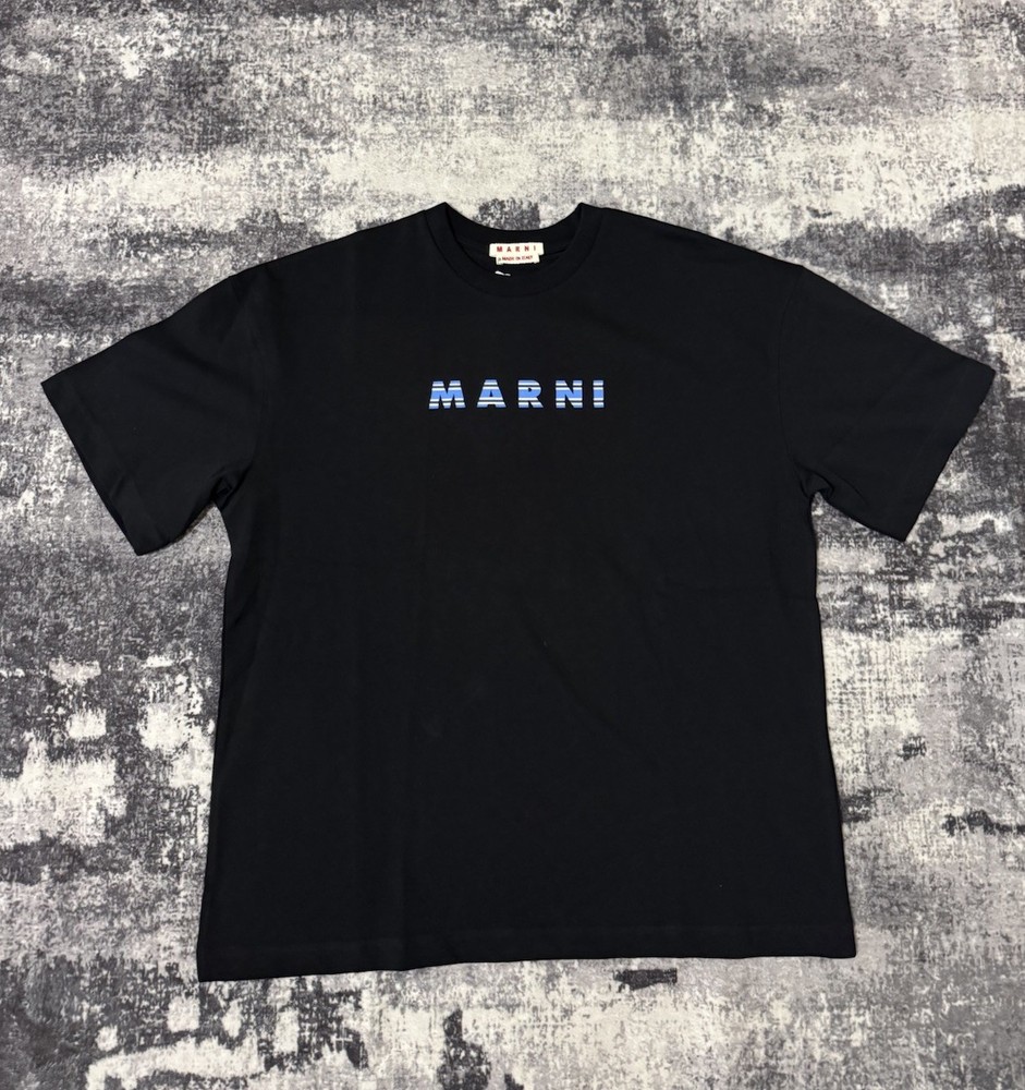 Marni Black Cotton Jersey Graphic Logo Crew Neck Short Sleeve Men's T-Shirt M