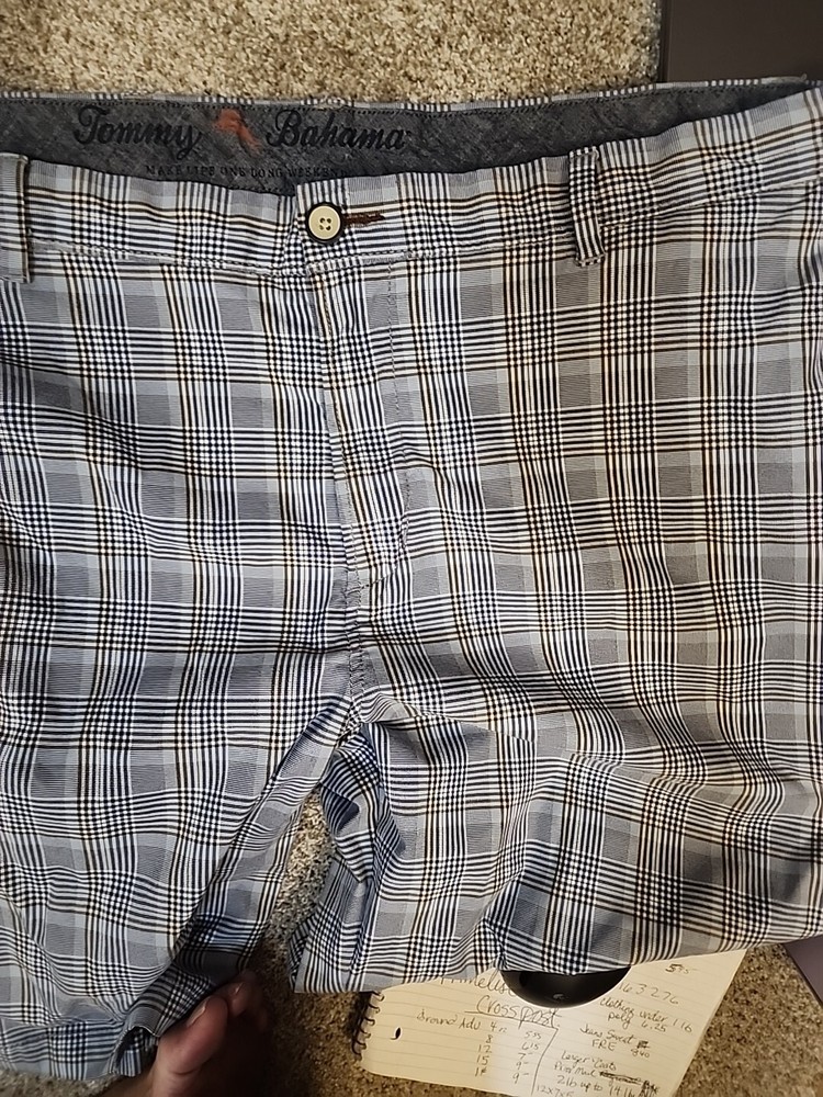 Tommy Bahama Blue Plaid Casual Dress Golf Flat Front Shorts 42