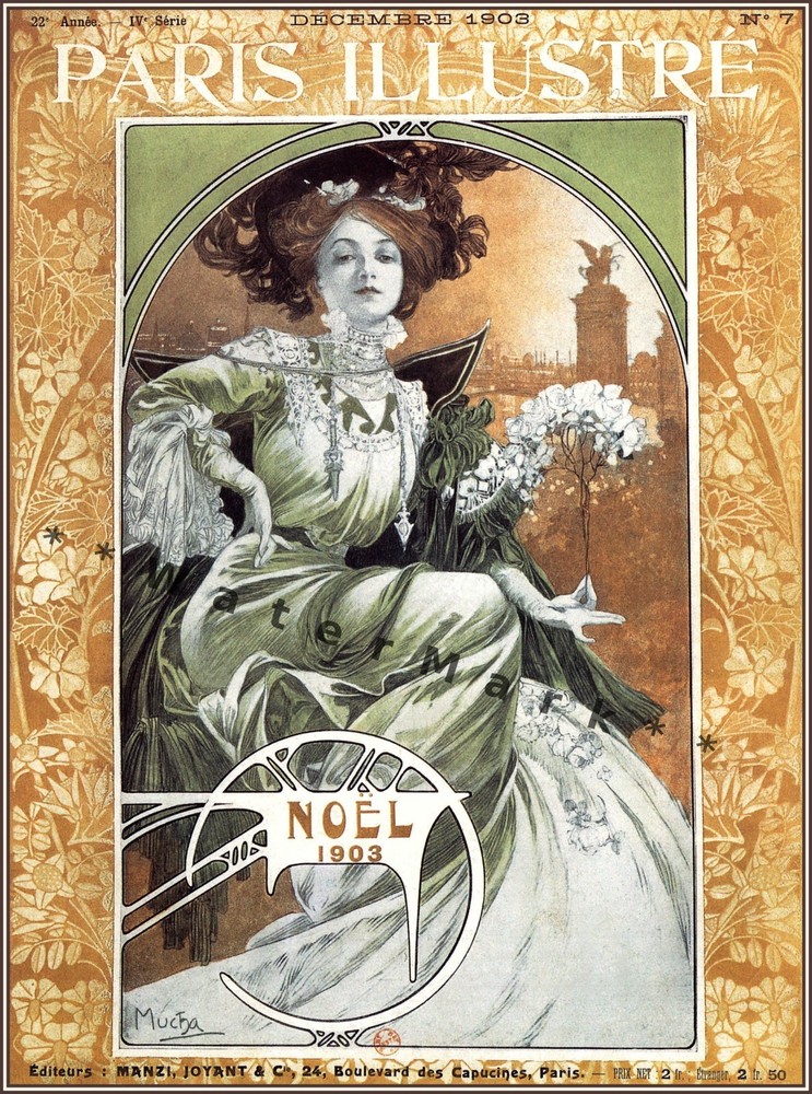 Noel 1903 Art Nouveau Paris Illustre Magazine Vintage Poster Print Retro Mucha