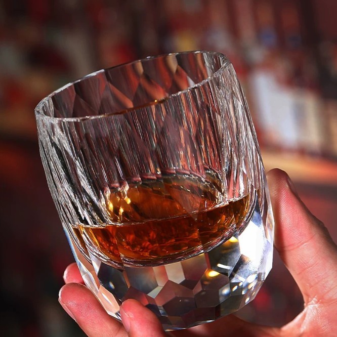 Hand Cut Crystal Whiskey Glass Edo Kiriko Style Luxury Clear Diamond Tumbler Cup