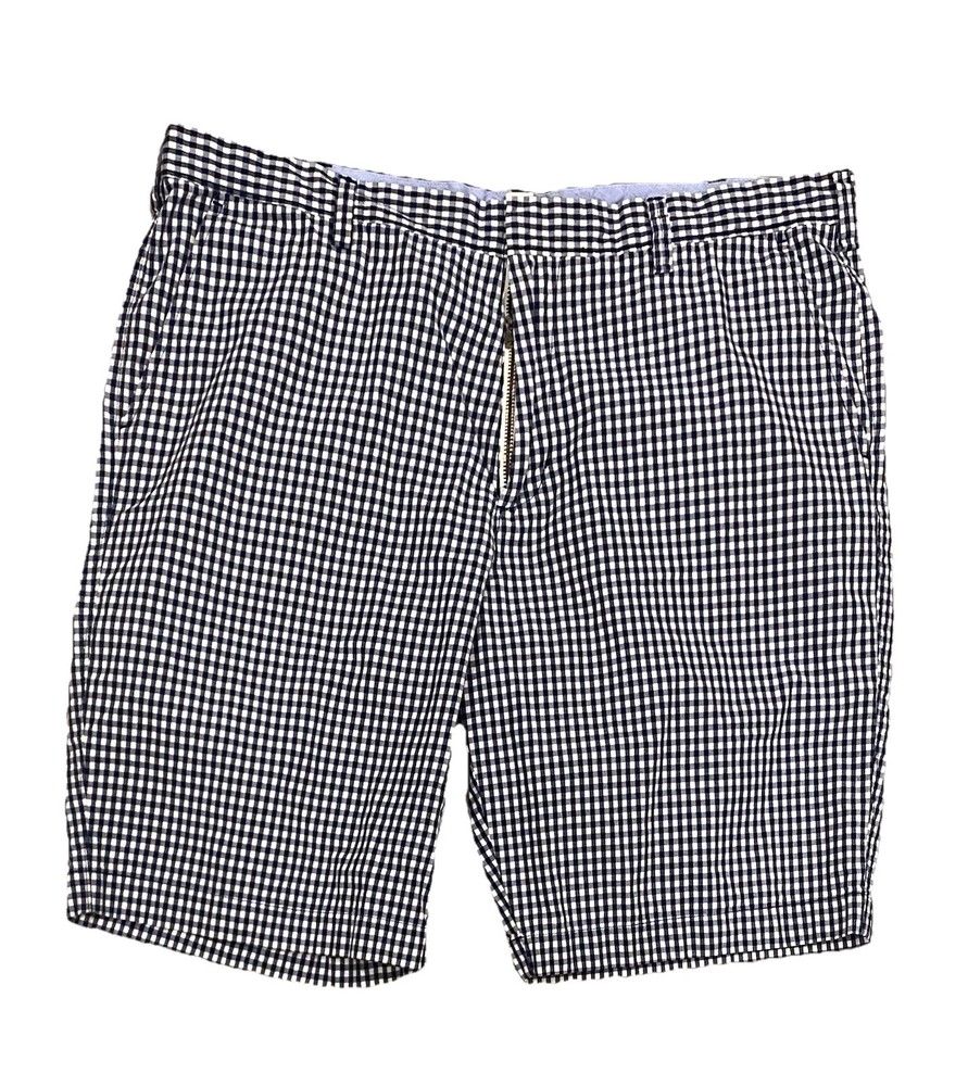 J.Crew Gingham Shorts Men’s Size 38 Blue White Check Flat Front Preppy Casual