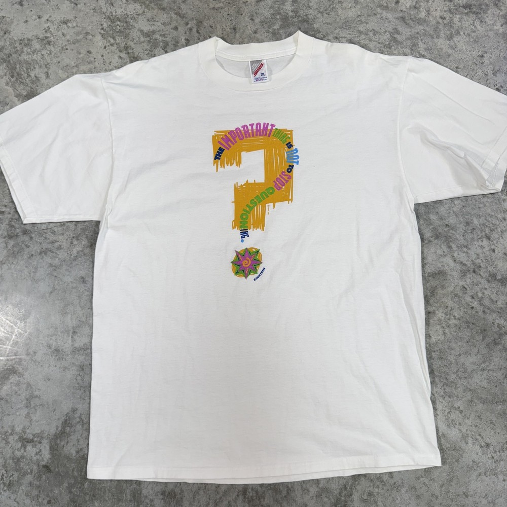 Vintage Einstein Shirt Mens Extra Large White Important Things Quote Graphic 90s
