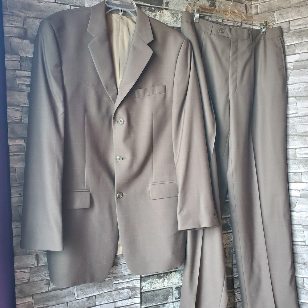 40L DKNY Essentials Gray Check Suit Pants 32X33 Donna Karan NY 2-Piece Set $695
