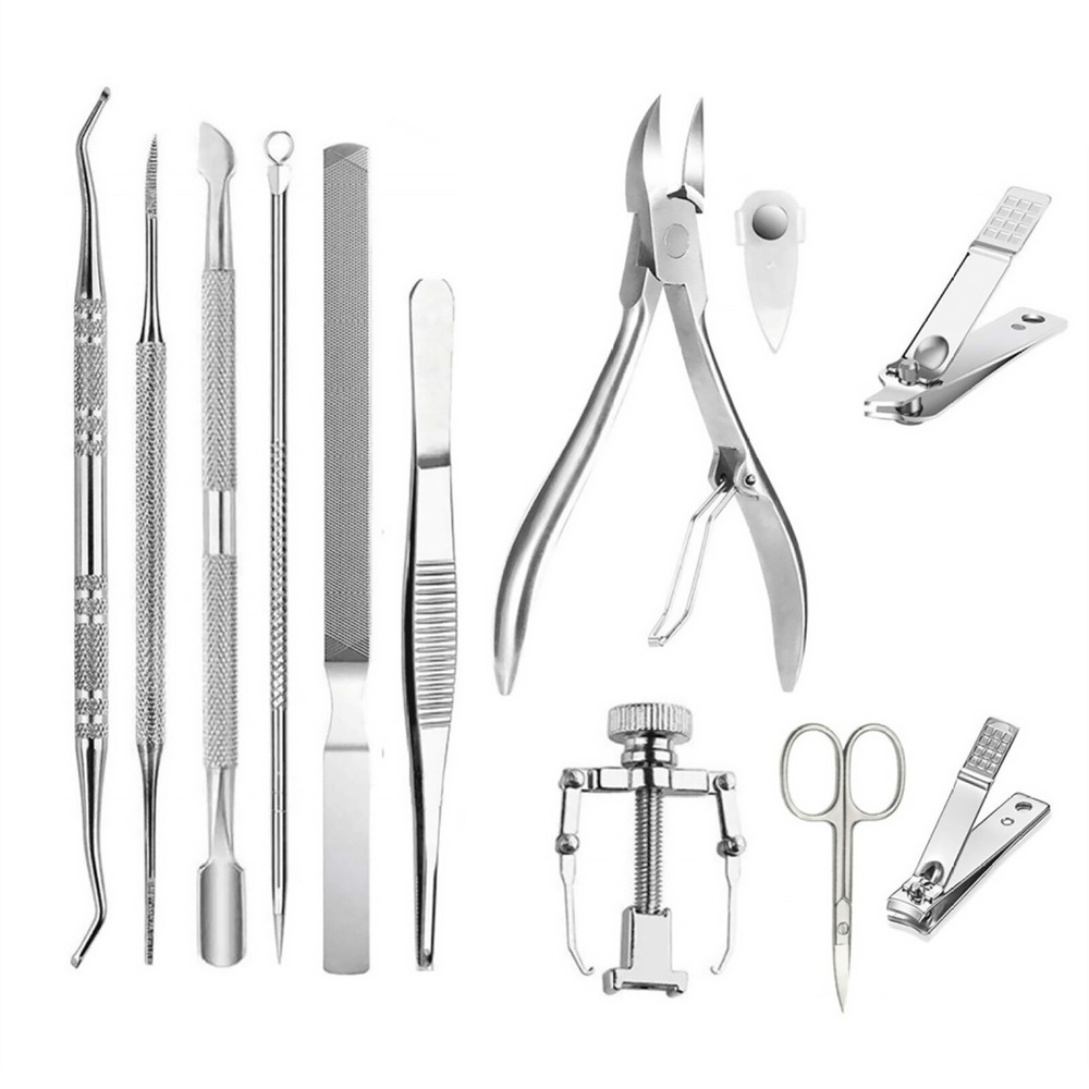 12-Piece Ingrown Toenail Kit with Clippers & Pedicure Tools for Feet & Hands