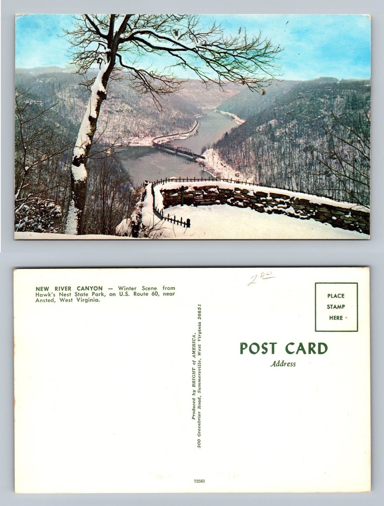 Ansted, WV-West Virginia, Hawk’s Nest Winter Scene Vintage Postcard