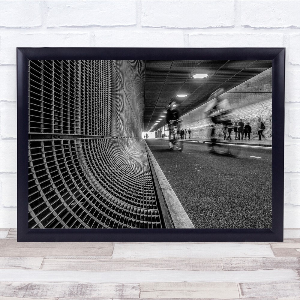 Amsterdam Street Cyclist Baw Cyclists motion Wall Art Print