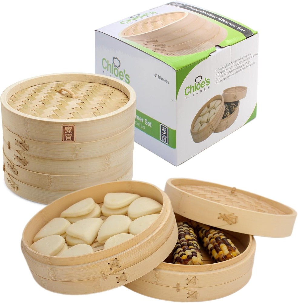 Zoie +  Bboo Steer Basket - 2-Tier Dumpling Steer for Cooking