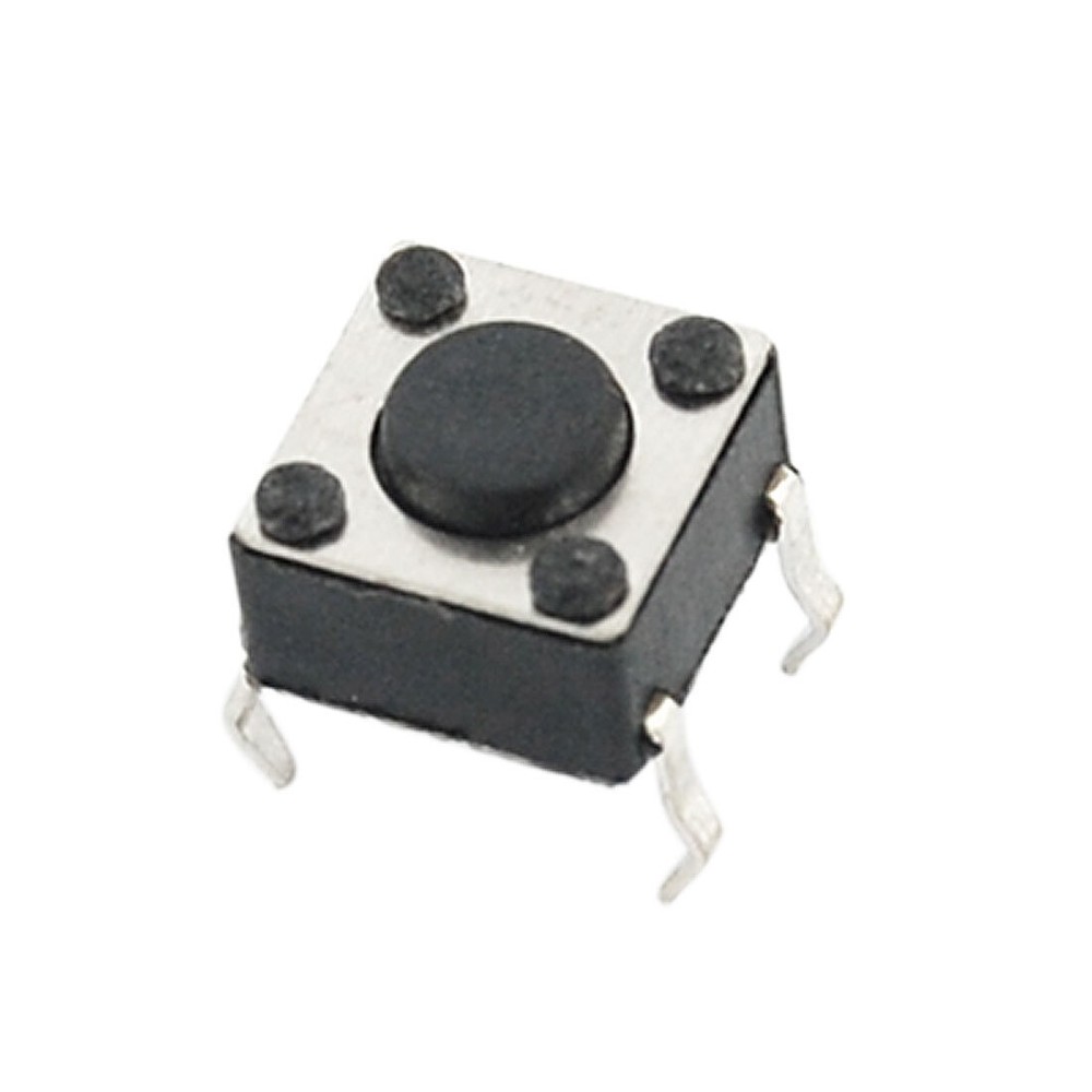 10 Pcs 6x6mm Black Tactile Push Button Switches 4 Pin DIP Momentary