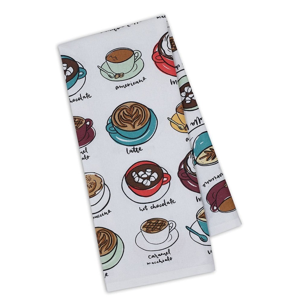 Coffee Drink Types Kitchen Bar Dish Towel 18x28 Inch