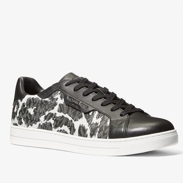 Michael Kors Men’s Shoes.Us 10,KEATING LACE UP, CHEETAH MK SIG/LEATHER. Aluminum