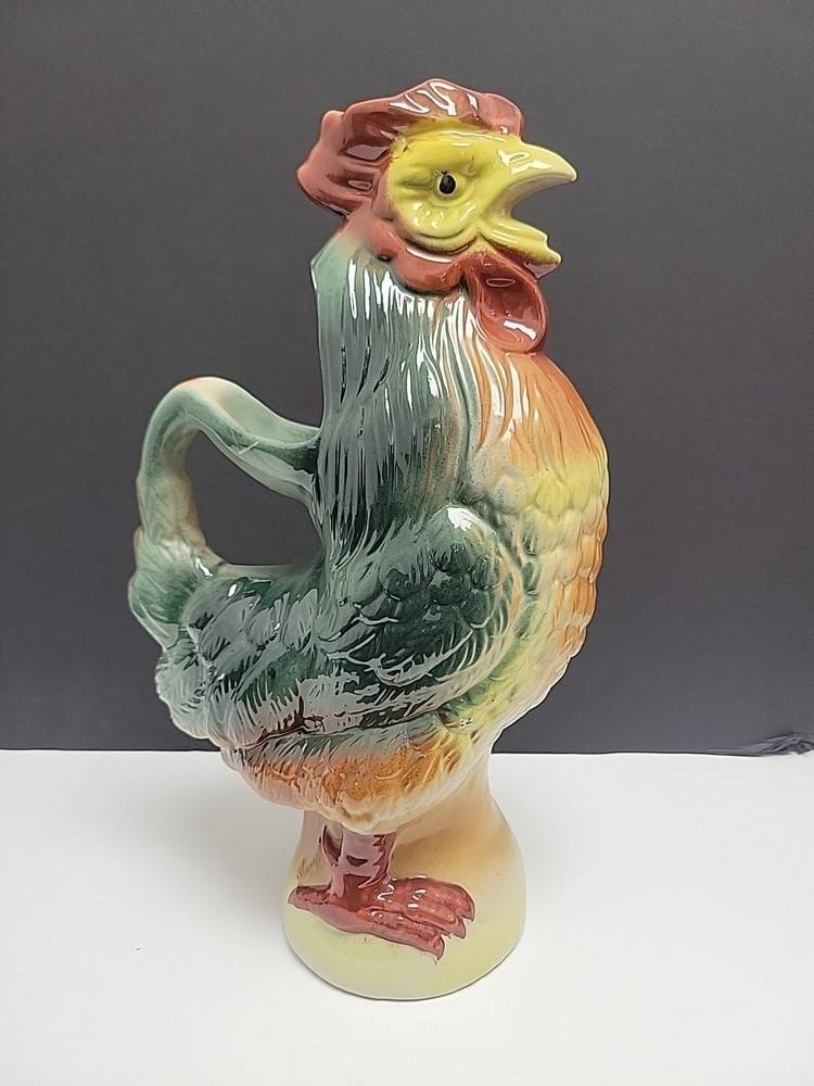 VTG St Clement French Majolica Rooster Absinthe Water Pitcher 12.5