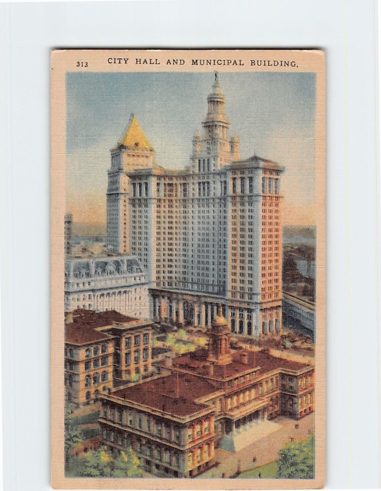 Postcard City Hall & Municipal Building NY USA