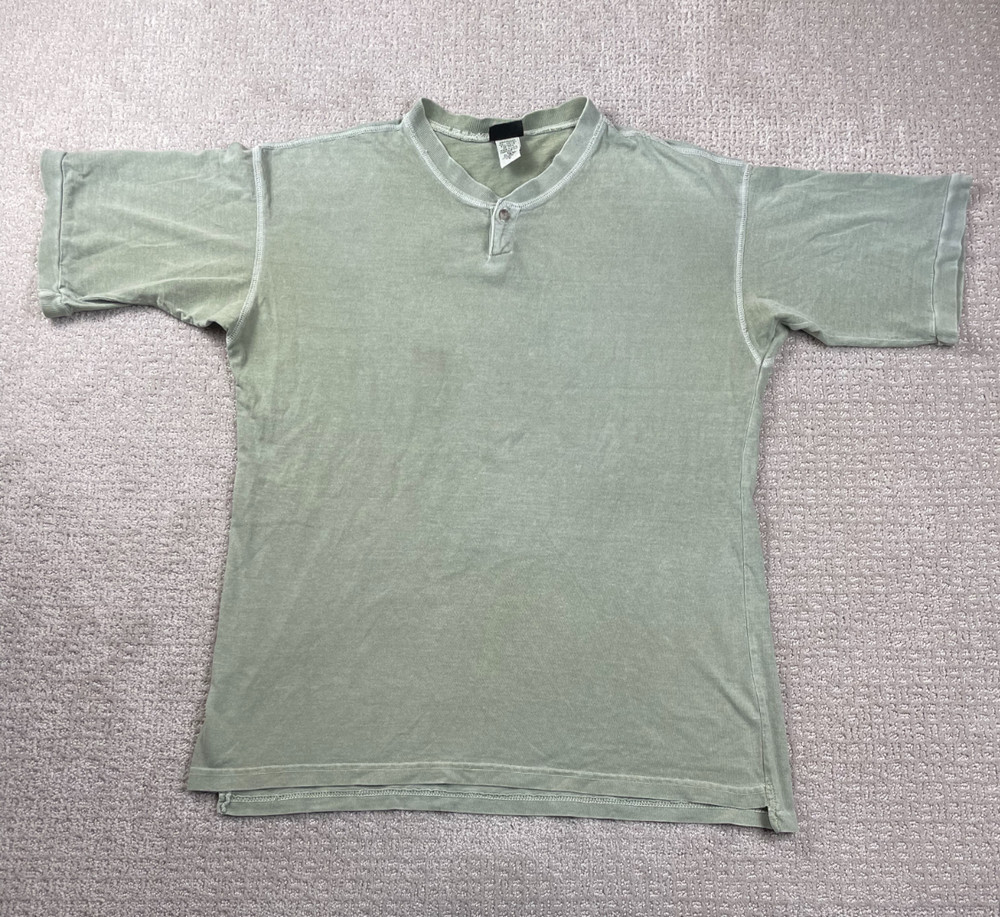 Vintage 90s Gramicci Shirt Mens M Green Henley Short Sleeve Cotton Gorpcore USA
