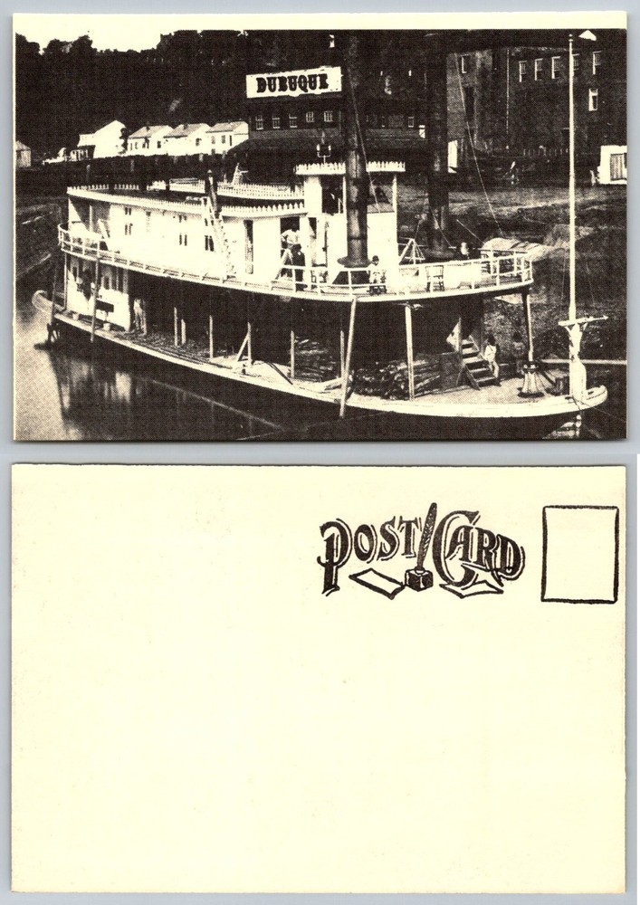 Vtg DUBUQUE Steamboat Riverboat Mississippi River Iowa Postcard Early 1900s