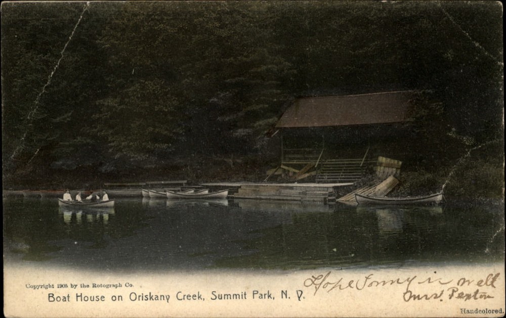 Boat House Oriskany Creek Summit Park New York ~ c1905 to EDITH TODD Vernon NY
