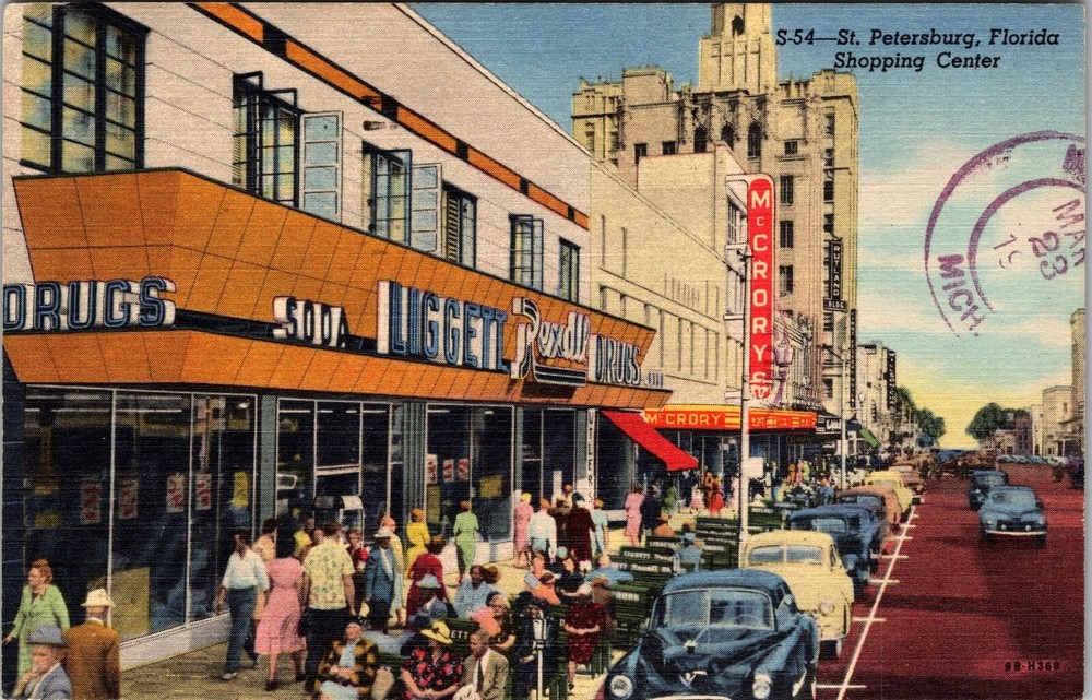 St Petersburg FL-Florida, Scenic View Shopping Center, Vintage Postcard