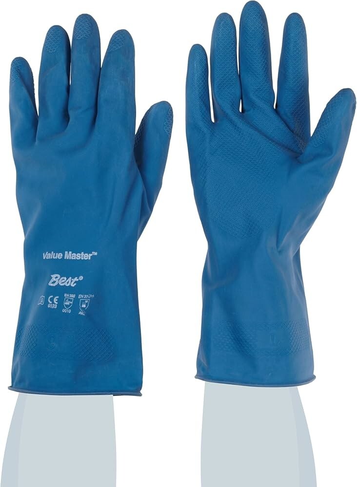 12 PR. CHEMICAL RESISTANT 18 MIL KITCHEN CLEANING DISHWASHING RUBBER GLOVES XLRG