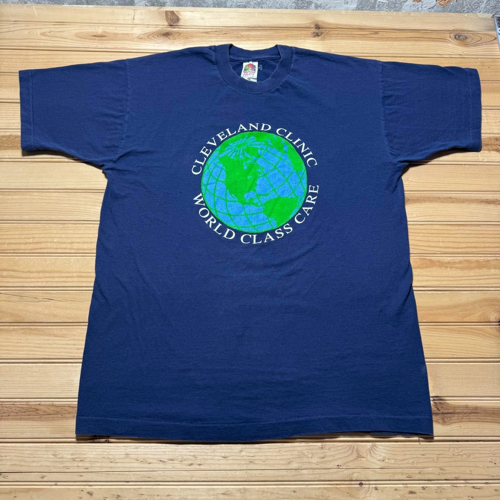 Vintage 90s Cleveland Clinic World Class Care Medical Graphic Promo T-Shirt - XL