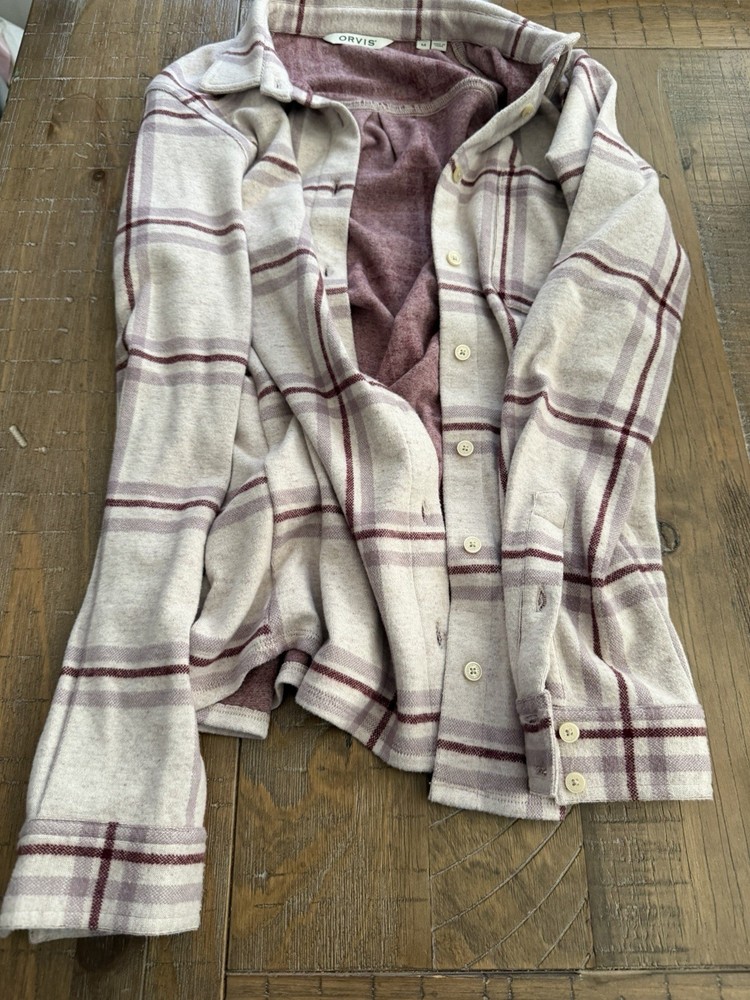 Orvis Women’s Plaid Flannel Button-Down Shirt, Size M, Cotton, Long Sleeve